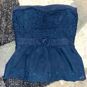 Hollister strapless navy blue shirt Size medium